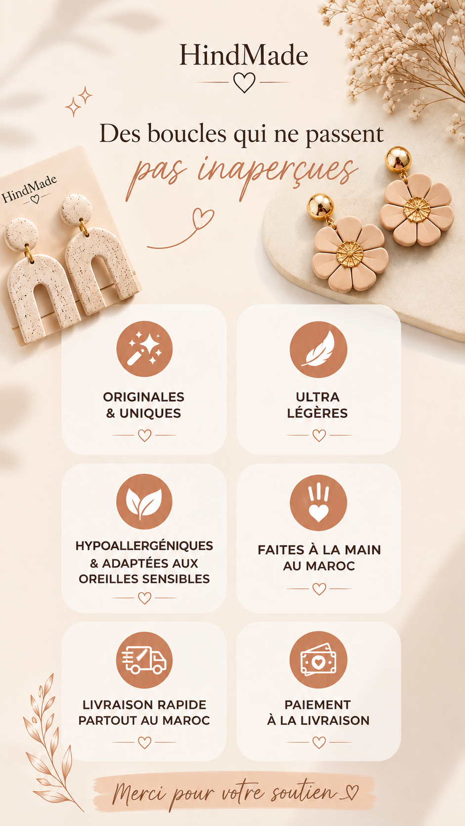 Boucles d’oreilles Fleur Éclose - Attaches en Acier Inoxydable
