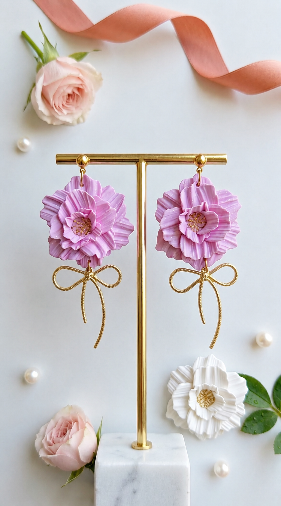 Boucles d’oreilles Fleur Éclose - Attaches en Acier Inoxydable