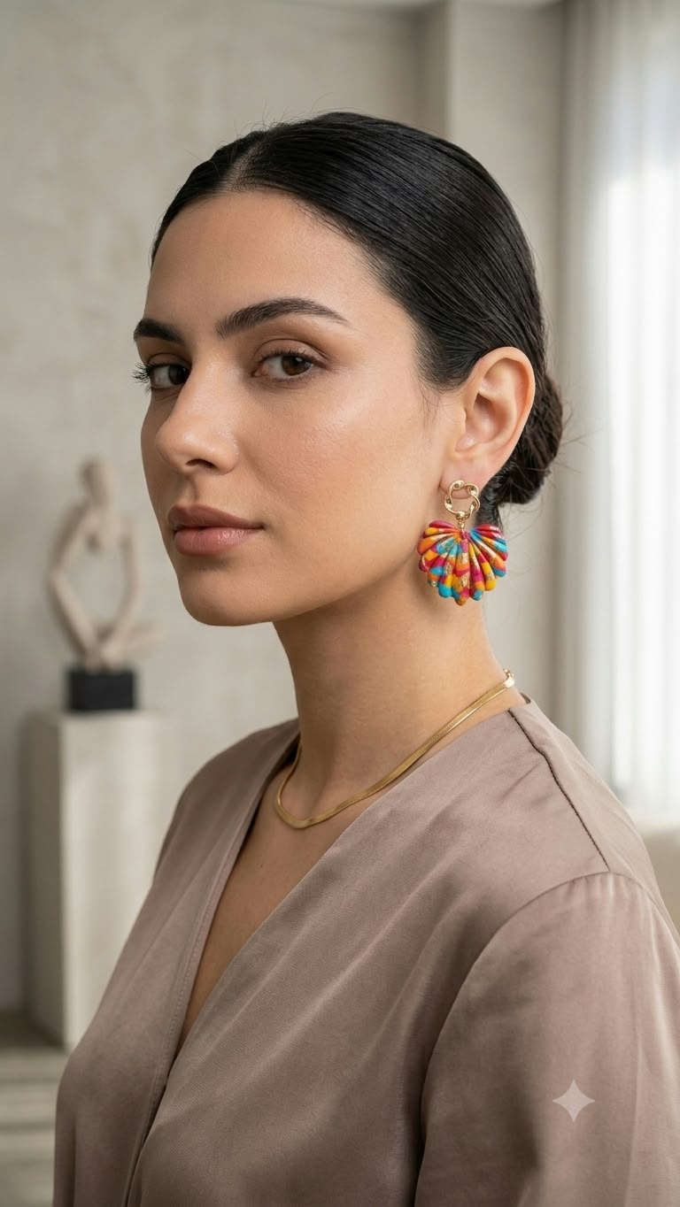 Nacre Bohème – Boucles d’Oreilles en Acier Hypoallergénique